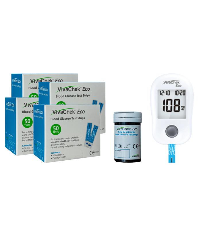 Pachet promo 4 cutii teste vivachek si glucometru
