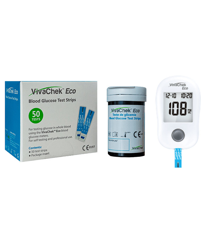 Pachet promo cutie teste vivachek si glucometru